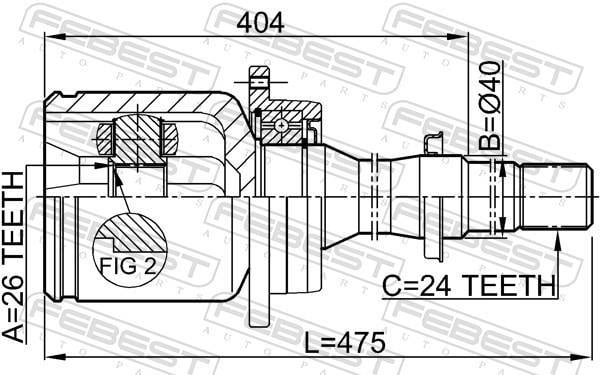 Joint homocinétique, transmission FEBEST ref. 0111-AZT251RH