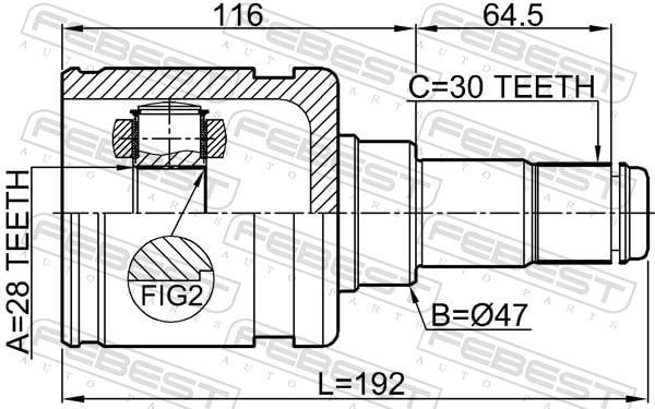 Joint homocinétique, transmission FEBEST ref. 0111-GGN155F