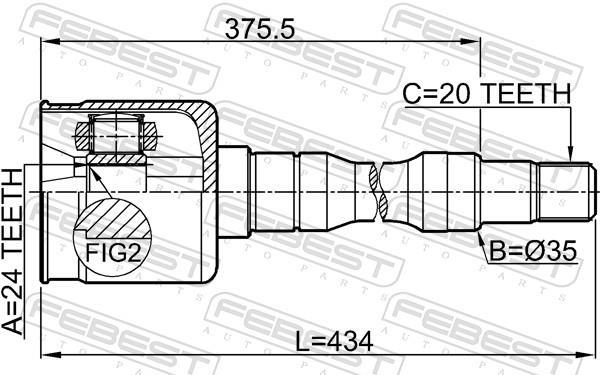 Joint homocinétique, transmission FEBEST ref. 0111-SXV20RH