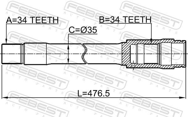 Cardan FEBEST ref. 0112-UZJ200F
