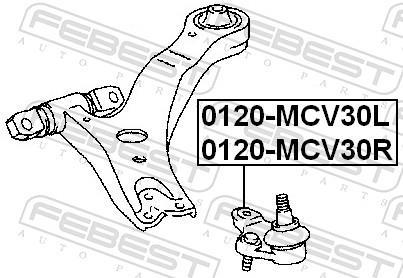 Rotule de suspension (Rotule de pivot) FEBEST ref. 0120-MCV30R