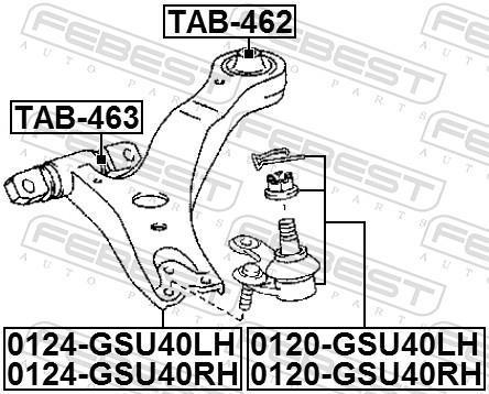 Triangle de suspension FEBEST ref. 0124-GSU40LH