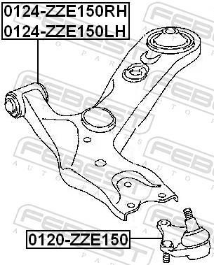 Triangle de suspension FEBEST ref. 0124-ZZE150LH