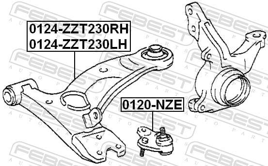 Triângulo, braço de suspensão FEBEST ref. 0124-ZZT230RH
