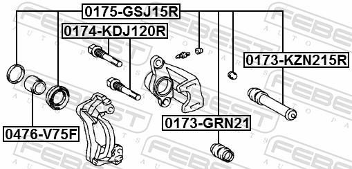 Joint-soufflet, guidage d'étrier de frein FEBEST 0173-GRN21