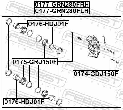 Guide d'étrier de frein FEBEST 0174-GDJ150F