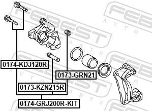 Guide d'étrier de frein FEBEST 0174-GRJ200R-KIT