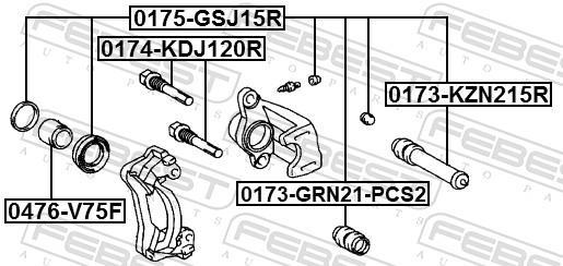 Guide d'étrier de frein FEBEST 0174-KDJ120R