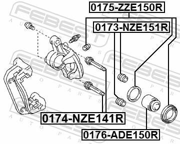 Guide d'étrier de frein FEBEST 0174-NZE141R