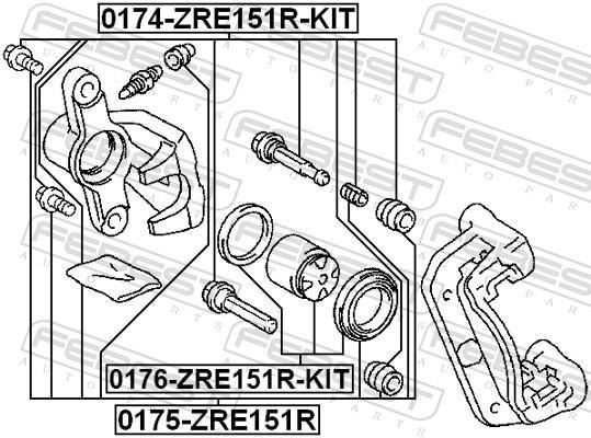 Guide d'étrier de frein FEBEST 0174-ZRE151R-KIT