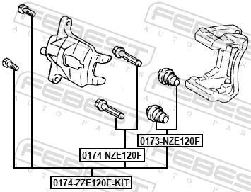 Guide d'étrier de frein FEBEST 0174-ZZE120F-KIT