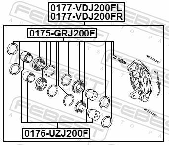 Kit de réparation d'étrier de frein FEBEST ref. 0175-GRJ200F