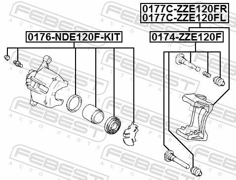 Jeu de supports d'étriers de freins FEBEST 0177C-ZZE120FL