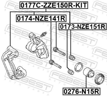Jeu de supports d'étriers de freins FEBEST 0177C-ZZE150R-KIT