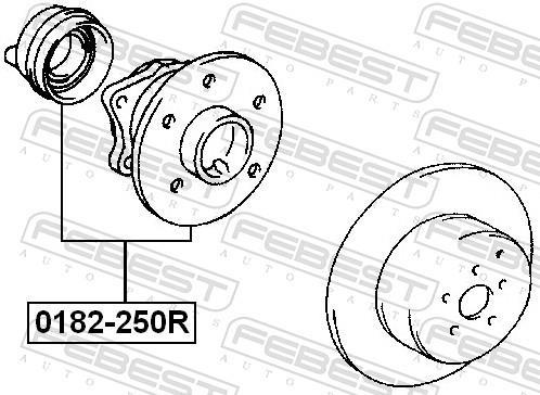 Moyeu de roue (Roulement de roue) FEBEST 0182-250R
