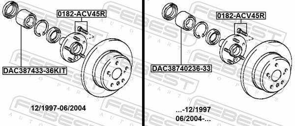 Moyeu de roue (Roulement de roue) FEBEST 0182-ACV45R