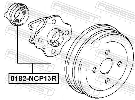Moyeu de roue (Roulement de roue) FEBEST 0182-NCP13R