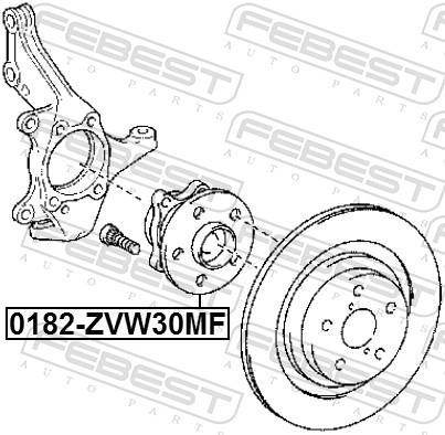 Moyeu de roue (Roulement de roue) FEBEST 0182-ZVW30MF