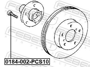 Boulon de roue FEBEST ref. 0184-002-PCS10