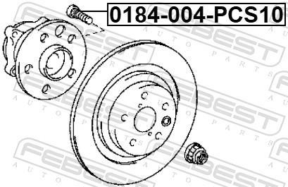 Boulon de roue FEBEST ref. 0184-004-PCS10