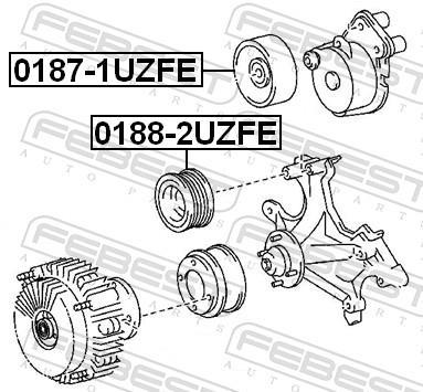 Galet tendeur de courroie d'accessoire FEBEST 0187-1UZFE