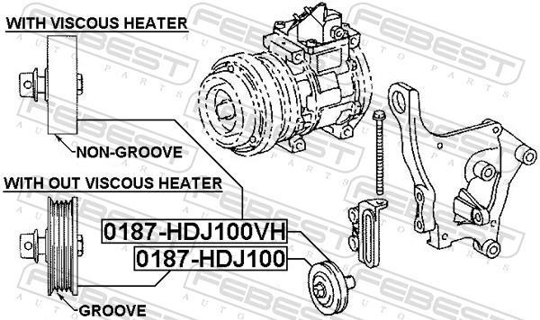 Rolo tensor da correia trapezoidal estriada FEBEST ref. 0187-HDJ100