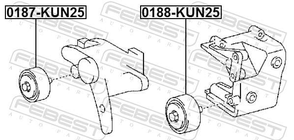 Polea tensora, correa auxiliar servicios FEBEST ref. 0187-KUN25
