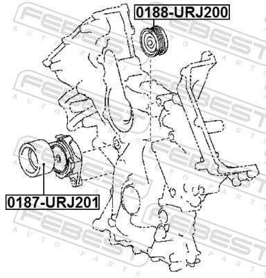 Polea inversión/guía, correa auxiliar servicios FEBEST ref. 0188-URJ200