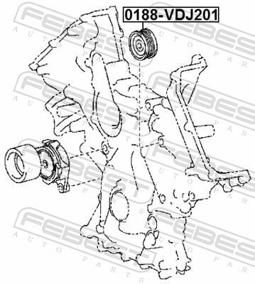 Galet enrouleur de courroie d'accessoire FEBEST 0188-VDJ201
