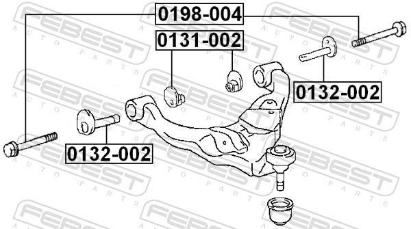 Boulon de fixation, bras transversal FEBEST ref. 0198-004