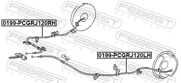 Cabo de freio de estacionamento FEBEST ref. 0199-PCGRJ120RH