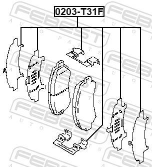 Kit d'accessoires pour plaquette de frein à disque FEBEST 0203-T31F