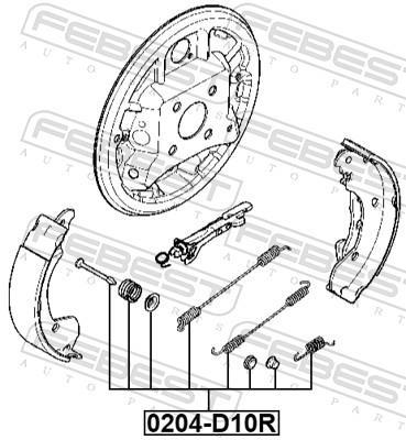 Kit d'accessoires pour mâchoire de frein à tambour FEBEST ref. 0204-D10R-KIT