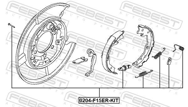 Kit d'accessoires pour mâchoire de frein à tambour FEBEST 0204-F15ER-KIT