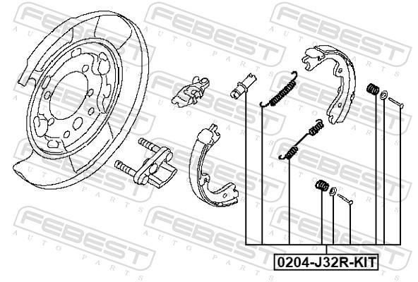 Kit d'accessoires pour mâchoire de frein à tambour FEBEST ref. 0204-J32R-KIT