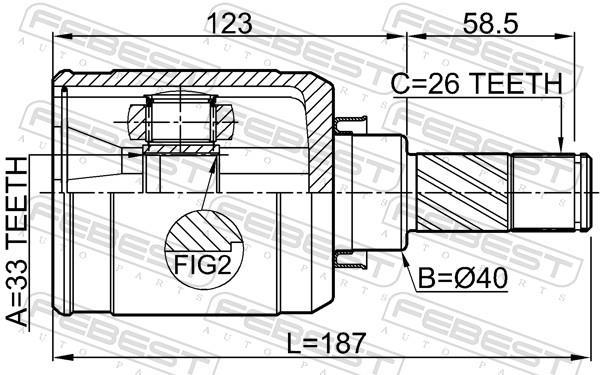 Joint homocinétique, transmission FEBEST ref. 0211-J10F6LH