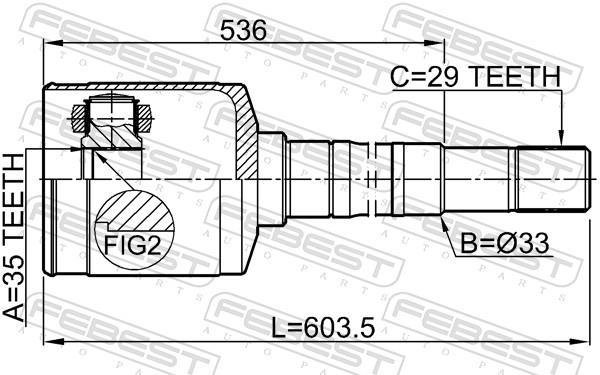 Joint homocinétique, transmission FEBEST ref. 0211-QR25MTRH