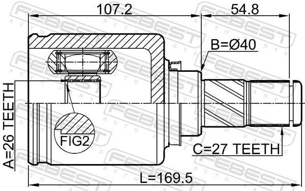 Joint homocinétique, transmission FEBEST ref. 0211-T32CVTLH