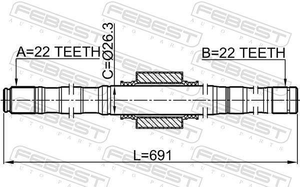 Cardan FEBEST ref. 0212-E11MT16L