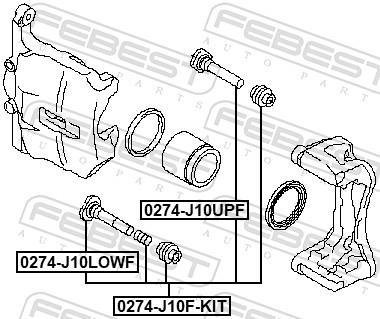 Guide d'étrier de frein FEBEST 0274-J10F-KIT