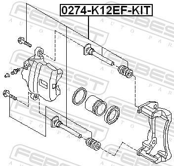 Guide d'étrier de frein FEBEST 0274-K12EF-KIT