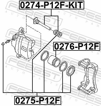 Guide d'étrier de frein FEBEST 0274-P12F-KIT