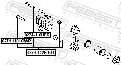 Guide d'étrier de frein FEBEST 0274-T32R-KIT