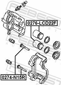 Piston, étrier de frein FEBEST 0276-LCD22F