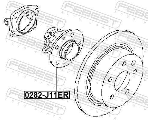 Moyeu de roue (Roulement de roue) FEBEST 0282-J11ER