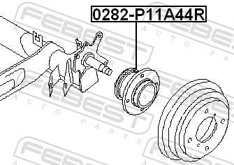 Moyeu de roue (Roulement de roue) FEBEST 0282-P11A44R