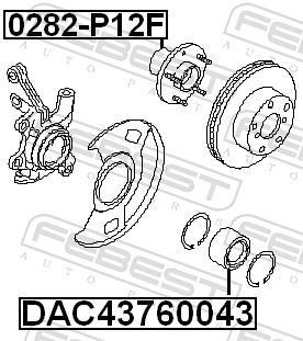 Moyeu de roue (Roulement de roue) FEBEST ref. 0282-P12F