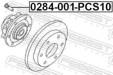 Boulon de roue FEBEST ref. 0284-001-PCS10
