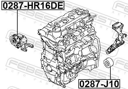 Rolo tensor da correia trapezoidal estriada FEBEST ref. 0287-HR16DE