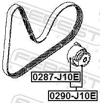 Rolo tensor da correia trapezoidal estriada FEBEST ref. 0287-J10E